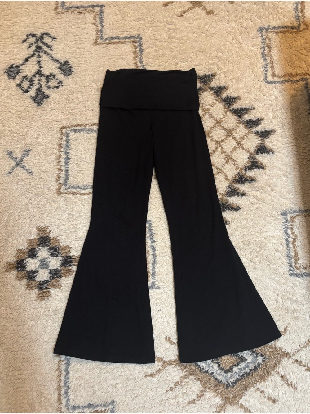 aerie OFFLINE Black Fold-Over Waist Yoga Pants